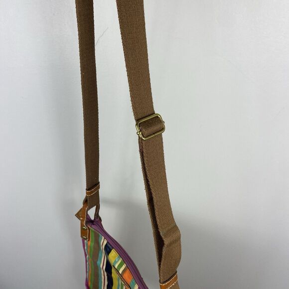 Fossil Coated Canvas Crossbody Bag Purse Multicolor Rainbow Stripes Bag - Picture 5 of 12
